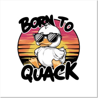 Born to Quack Duck Sunset Tee - Stylish Duck Lover Shirt Posters and Art